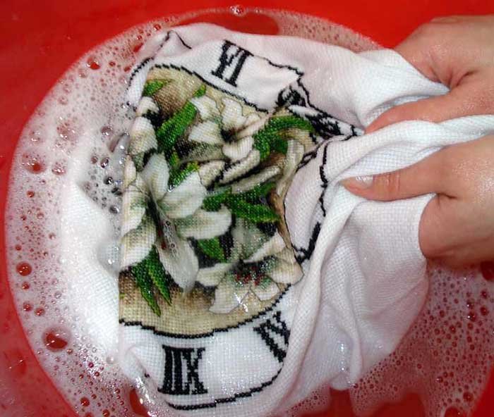 Photo 2. Hand wash of embroidery