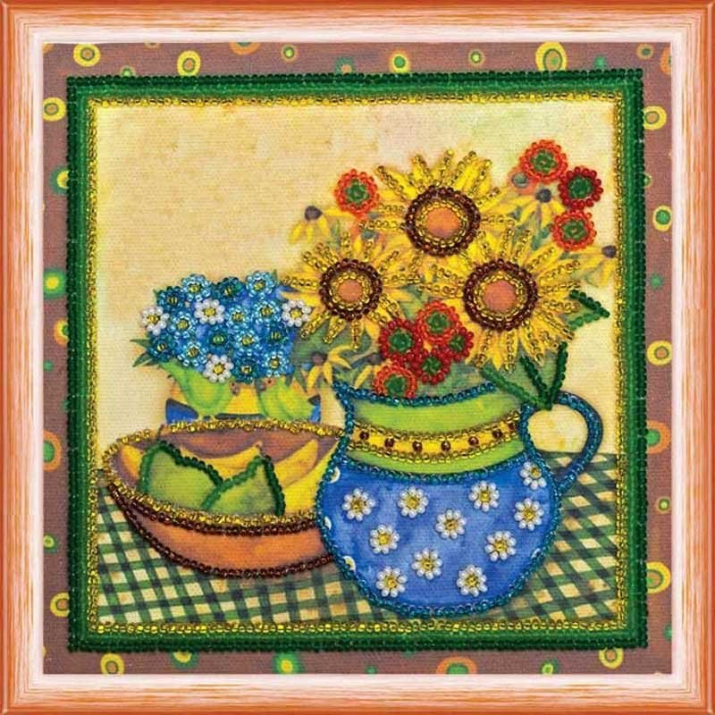 Bead embroideri kit Mini Abris Art AM-098 Still Life with Sunflowers