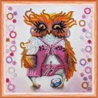 Bead embroideri kit Mini Abris Art AM-104 Owl with a cup of coffee