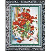 Main Bead Embroidery Kit on Canvas  Abris Art AB-009 Poppies