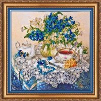 Main Bead Embroidery Kit on Canvas  Abris Art AB-040 Forget-me-nots