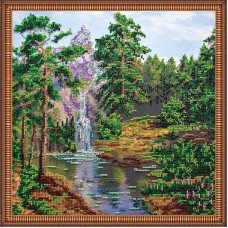 Main Bead Embroidery Kit on Canvas  Abris Art AB-213 Mountain waterfall