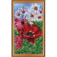 Main Bead Embroidery Kit on Canvas  Abris Art AB-270 Wild Poppies 2