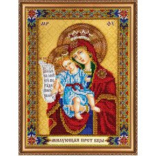 Main Bead Embroidery Kit on Canvas  Abris Art AB-290 Icon of the Blessed Virgin