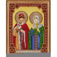 Main Bead Embroidery Kit on Canvas  Abris Art AB-334 Icon of Saint Prince Peter and Saint Princess Fevronia
