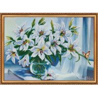 Main Bead Embroidery Kit on Canvas  Abris Art AB-335 White lilies