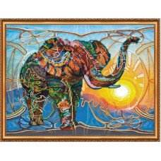 Main Bead Embroidery Kit on Canvas  Abris Art AB-368 Mosaic elephant
