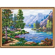 Main Bead Embroidery Kit on Canvas  Abris Art AB-387 Morning in the mountains