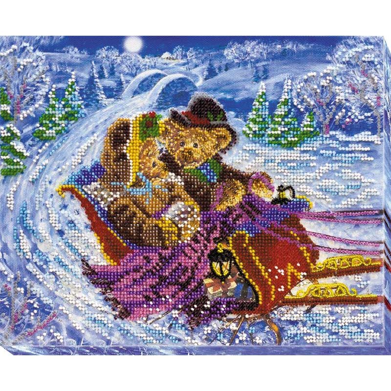 Main Bead Embroidery Kit on Canvas  Abris Art AB-524 Sledging