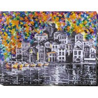 Main Bead Embroidery Kit on Canvas  Abris Art AB-571 The city wakes up