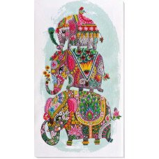 Main Bead Embroidery Kit on Canvas  Abris Art AB-605 Three elephants for happiness