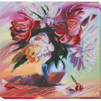 Main Bead Embroidery Kit on Canvas  Abris Art AB-660 Picturesque peonies