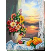 Main Bead Embroidery Kit on Canvas  Abris Art AB-703 Still life with quince
