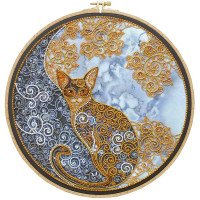 Main Bead Embroidery Kit on Canvas  Abris Art AB-709 Moon cat