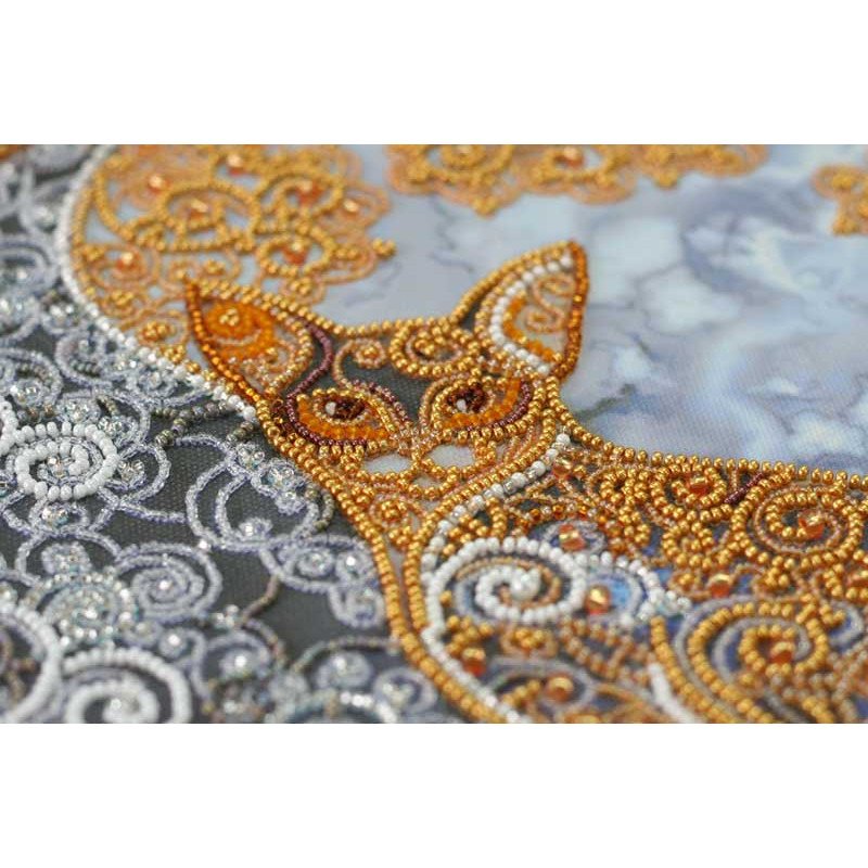 Main Bead Embroidery Kit on Canvas  Abris Art AB-709 Moon cat