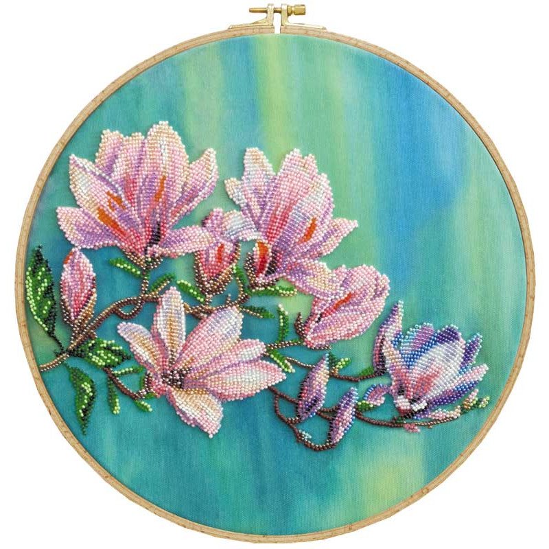 Main Bead Embroidery Kit on Canvas  Abris Art AB-806 Magnolias bloom