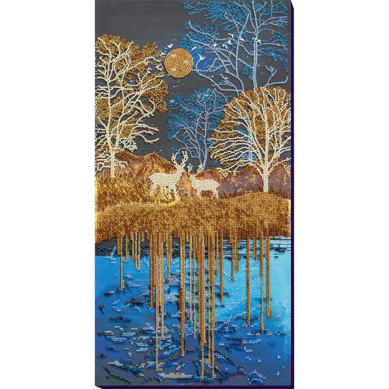 Main Bead Embroidery Kit on Canvas  Abris Art AB-832 Golden forest