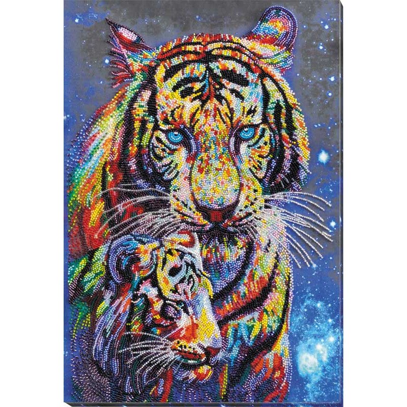 Main Bead Embroidery Kit on Canvas  Abris Art AB-833 Colored tigers