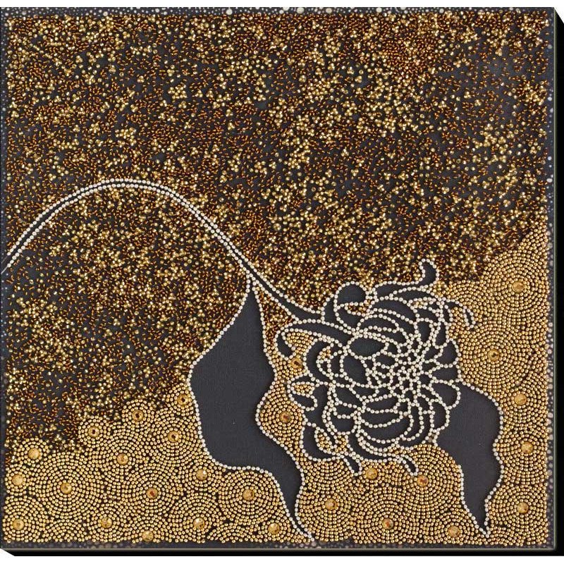 Main Bead Embroidery Kit on Canvas  Abris Art AB-849 Black chrysanthemum