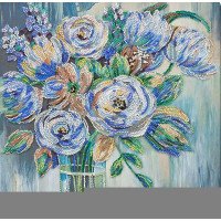 Main Bead Embroidery Kit on Canvas  Abris Art AB-863 Pastel bouquet