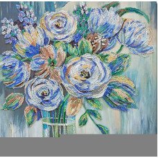 Main Bead Embroidery Kit on Canvas  Abris Art AB-863 Pastel bouquet