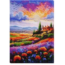 Main Bead Embroidery Kit on Canvas  Abris Art AB-938 Evening over the Meadow