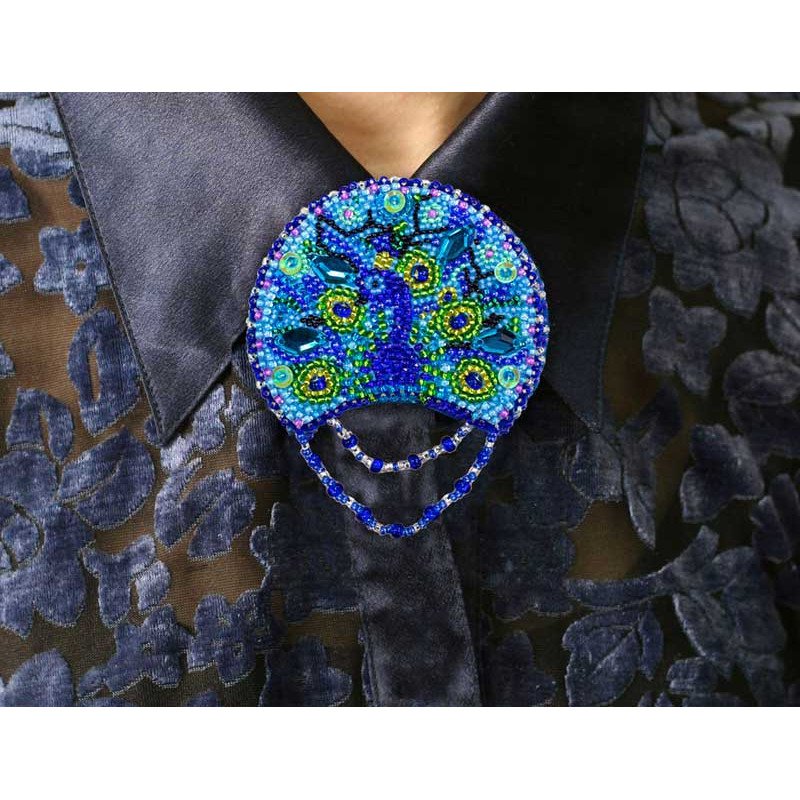 Набор для вышивки бисером украшения на натуральном художественном холсте Абрис Арт AD-006 Павлин