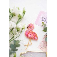 Набор для вышивки бисером украшения на натуральном художественном холсте Абрис Арт AD-046 Фламинго
