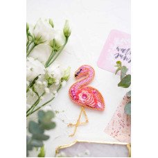 Набор для вышивки бисером украшения на натуральном художественном холсте Абрис Арт AD-046 Фламинго