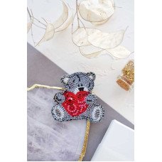 Набор для вышивки бисером украшения на натуральном художественном холсте Абрис Арт AD-056 Влюбленный медвеженок