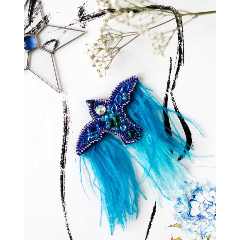 Набор для вышивки бисером украшения на натуральном художественном холсте Абрис Арт AD-095 Синяя птица