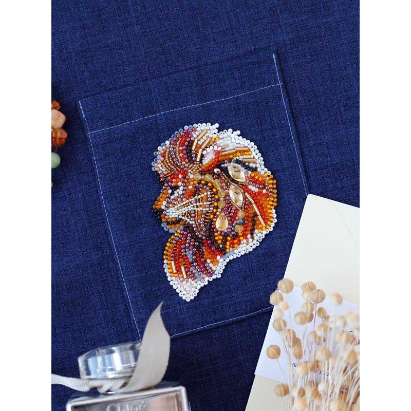 Набор для вышивки бисером украшения на натуральном художественном холсте Паттернхолст Абрис Арт AD-113 Огнегривый лев-А