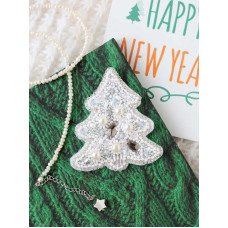 Bead embroidery kit decorations Abris Art AD-209 White Christmas tree