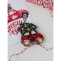 Bead embroidery kit decorations Abris Art AD-211 New Year's car