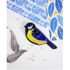 Набір для вишивання бісером прикраси на натуральному художньому холсті Абріс Арт AD-232 Прудка синичка