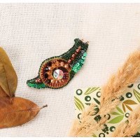 Набор для вышивки бисером украшения на натуральном художественном холсте Абрис Арт AD-238 Изумрудная улитка