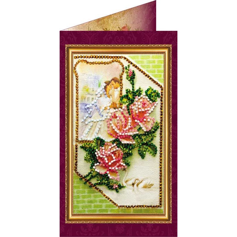 Bead embroidery kit postcard Abris Art AO-018 Happy wedding day