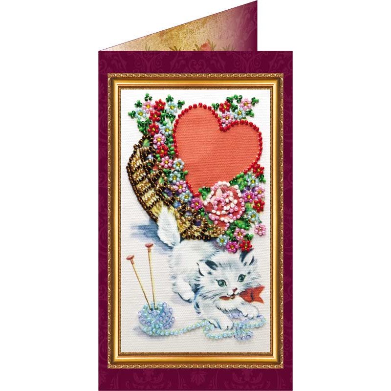Bead embroidery kit postcard Abris Art AO-019 With Love-2