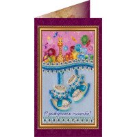 Bead embroidery kit postcard Abris Art AO-030 With the birth of a son-1