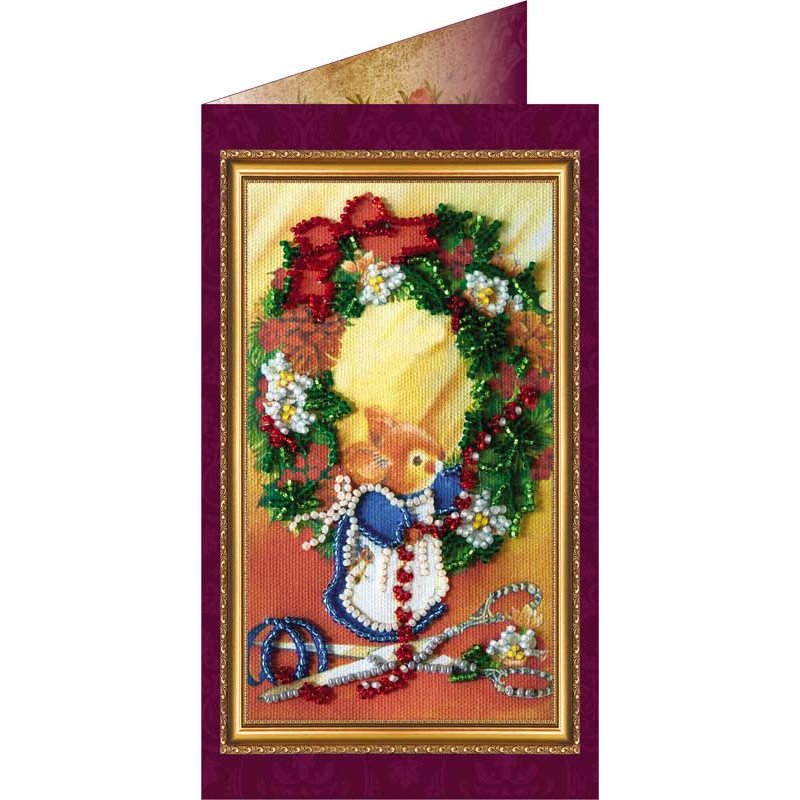 Bead embroidery kit postcard Abris Art AO-033 Merry Christmas-1
