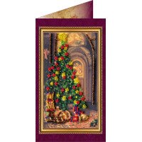 Bead embroidery kit postcard Abris Art AO-036 Merry Christmas-1