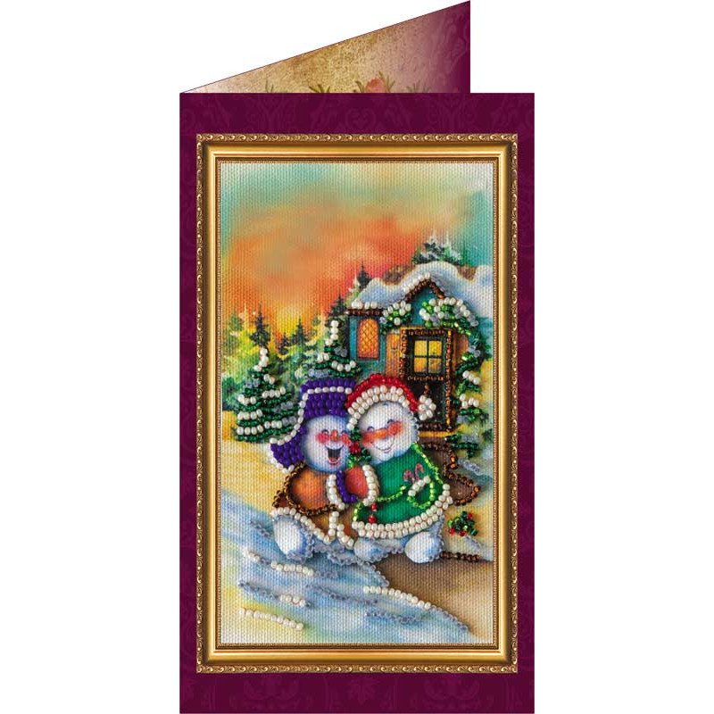 Набір для вишивання бісером листівка Абріс Арт АО-038 Веселого Різдва-1