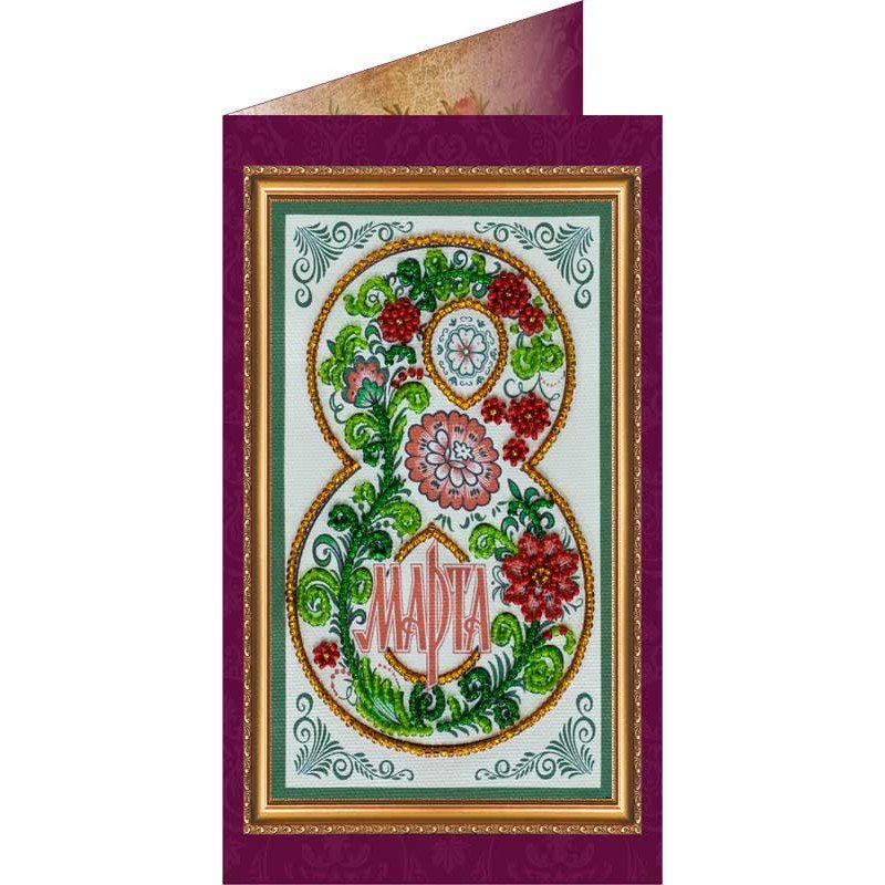 Bead embroidery kit postcard Abris Art AO-053 8 March-8
