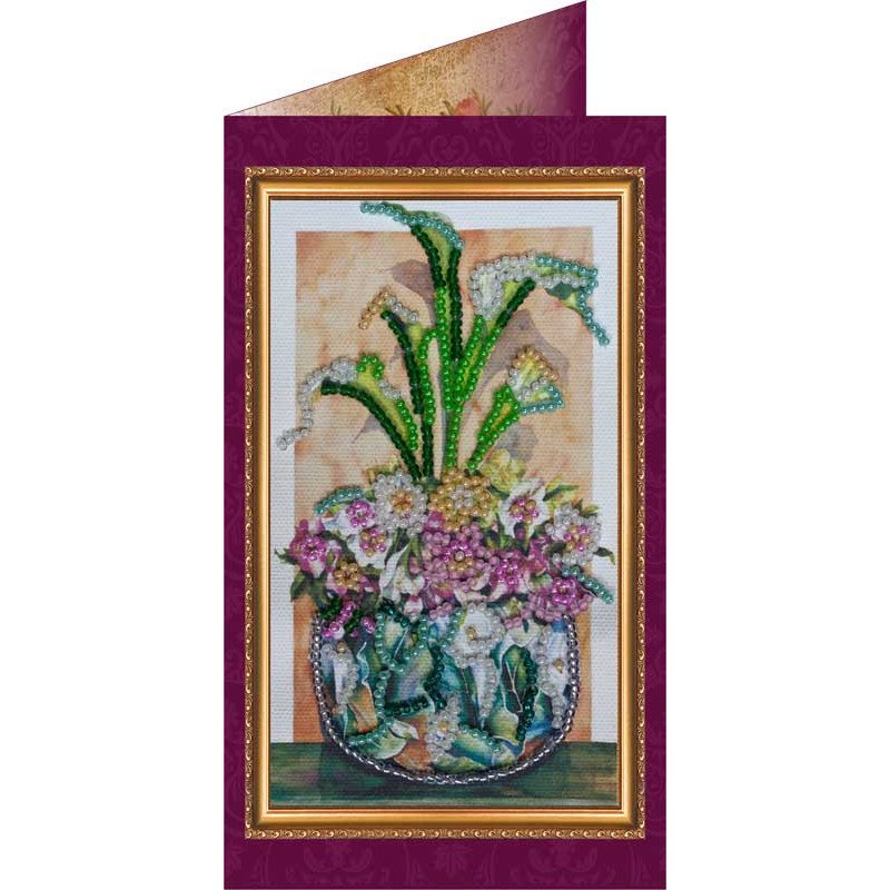 Набор для вышивки бисером открытка Абрис Арт АО-089 Цветы в подарок-2