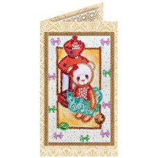 Bead embroidery kit postcard Abris Art AO-101 Mishka Teddy-1