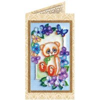 Bead embroidery kit postcard Abris Art AO-102 Mishka Teddy-2