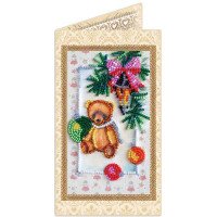 Bead embroidery kit postcard Abris Art AO-104 Mishka Teddy-4