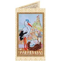 Bead embroidery kit postcard Abris Art AO-117 Stork Gift