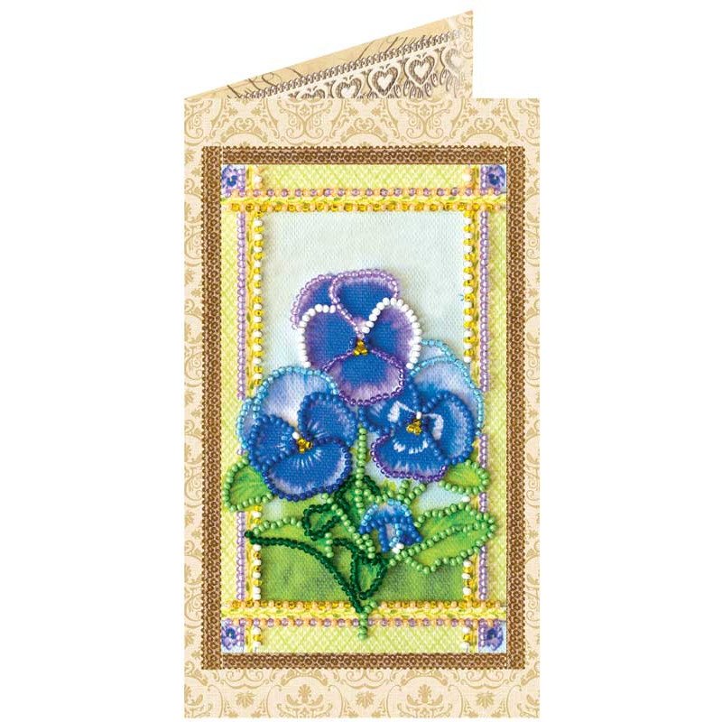 Bead embroidery kit postcard Abris Art AO-118 Violets