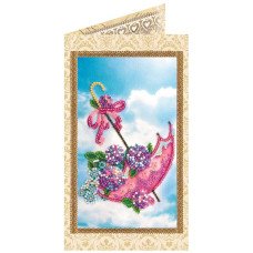 Bead embroidery kit postcard Abris Art AO-121 Flowers in an umbrella